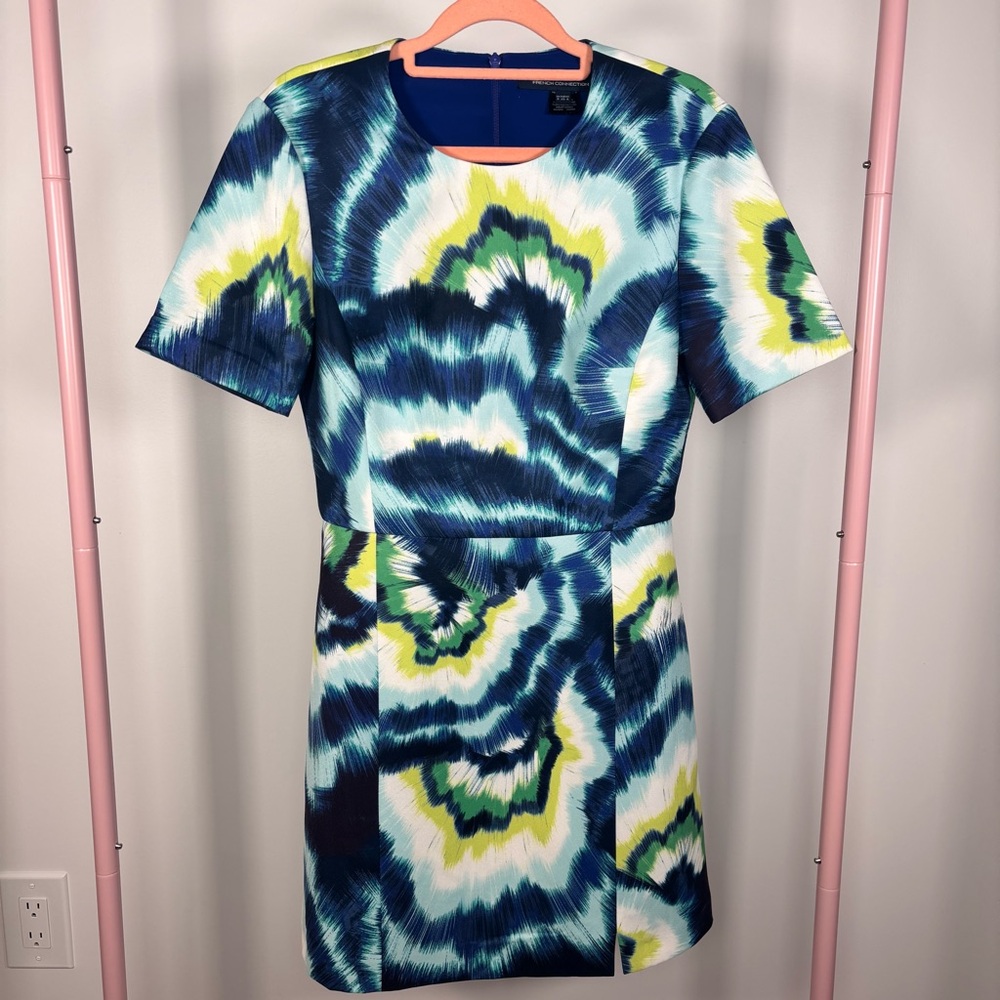 French Connection Vibrant Blue and Yellow Mini Dress